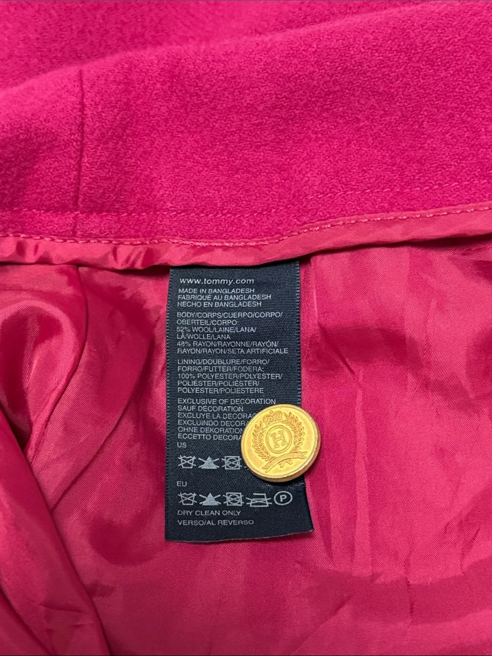 Tommy Hilfiger Raspberry Knit Mini Skirt with Gold Buttons